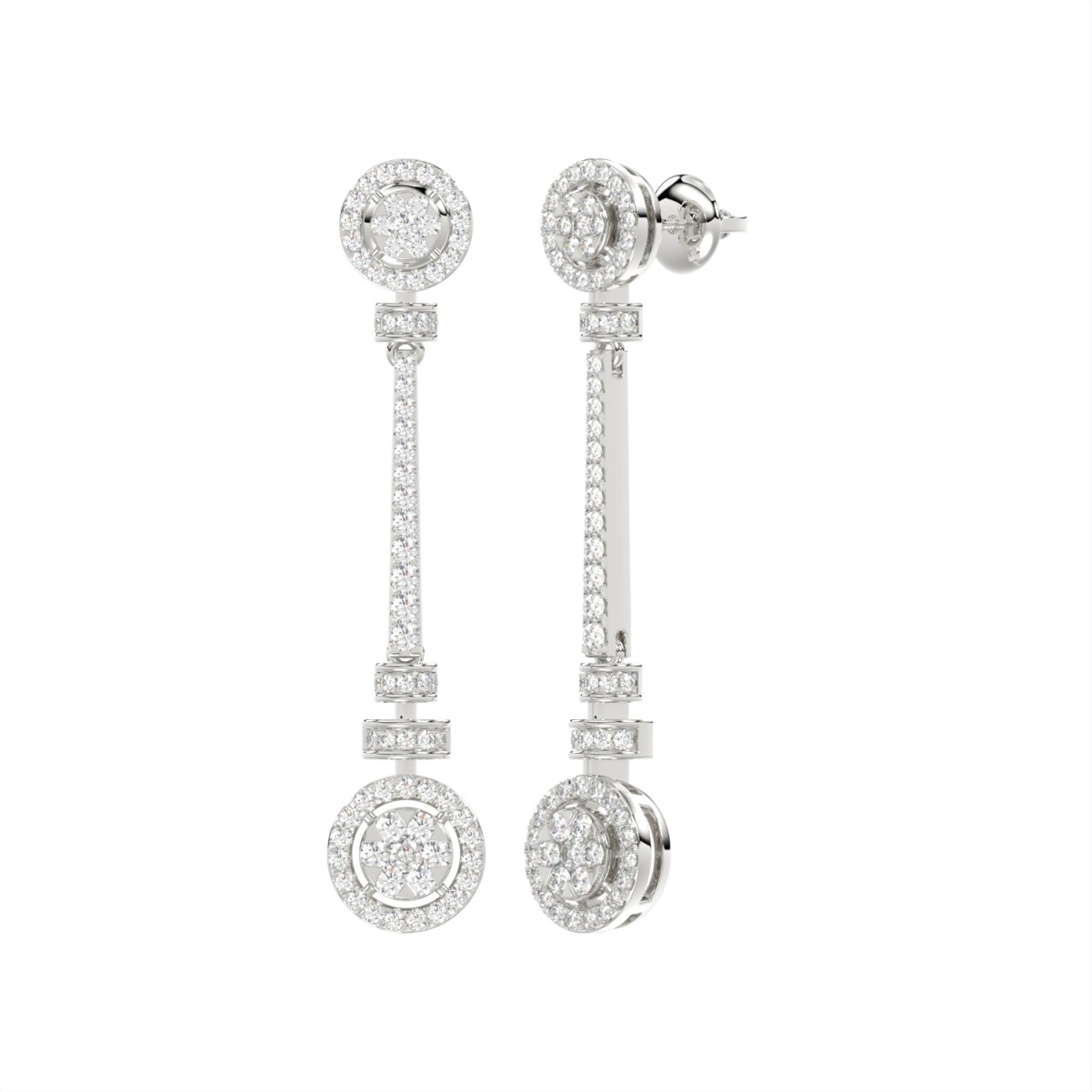 14K WHITE GOLD 1CT ROUND DIAMOND LADIES EARRINGS