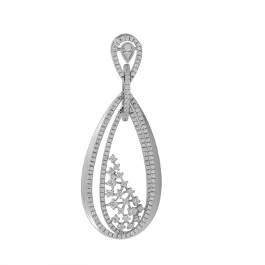 14K WHITE GOLD 1CT ROUND DIAMOND LADIES PENDANT WITH CHAIN 