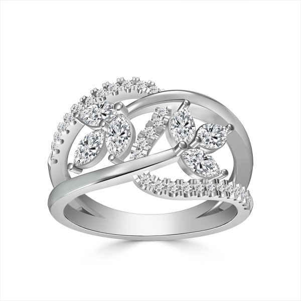 14K WHITE GOLD 1 1/2CT ROUND/MARQUISE DIAMOND LADI...