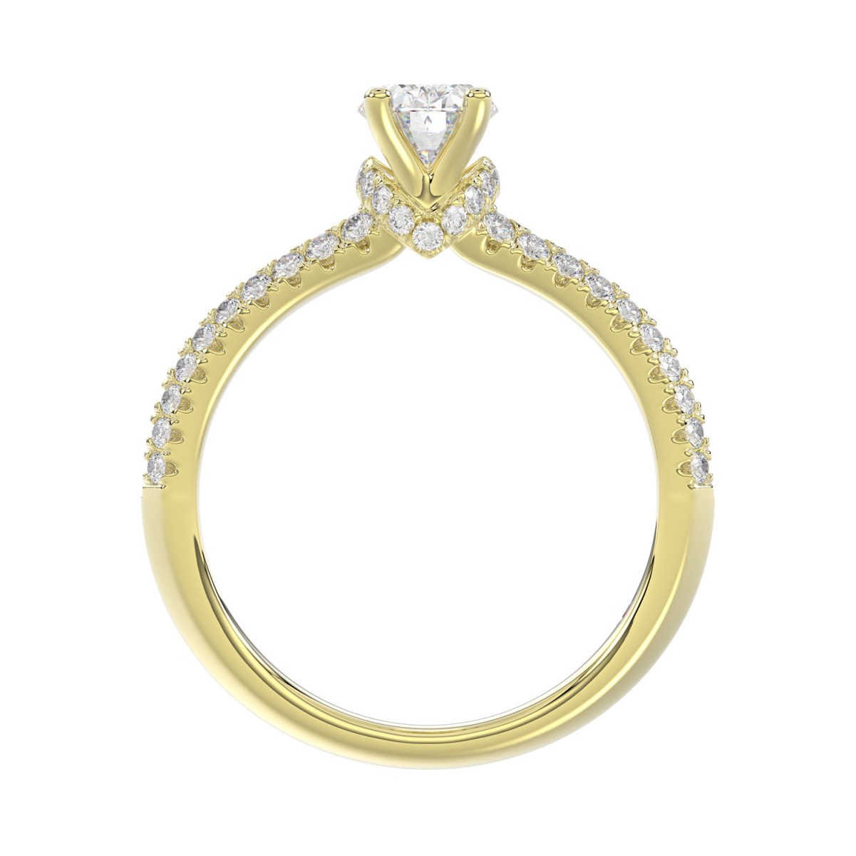 14K YELLOW GOLD 1/3CT ROUND/OVAL DIAMOND LADIES RING(CENTER STONE OVAL DIAMOND 3/4 CT)