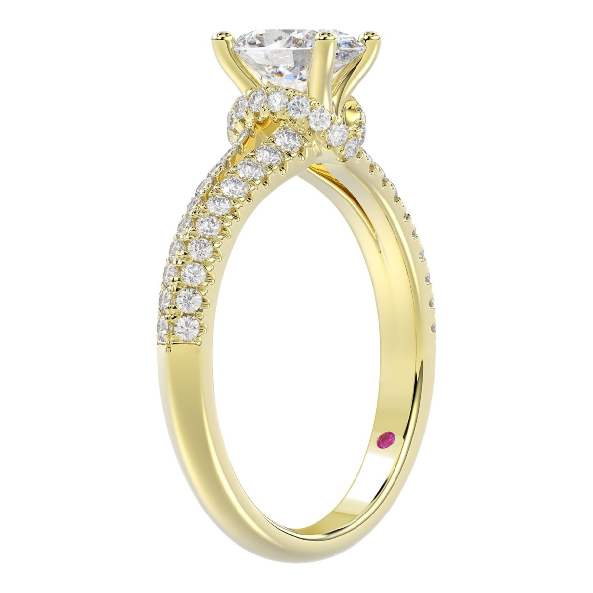 14K YELLOW GOLD 1/3CT ROUND/OVAL DIAMOND LADIES RING(CENTER STONE OVAL DIAMOND 3/4 CT)