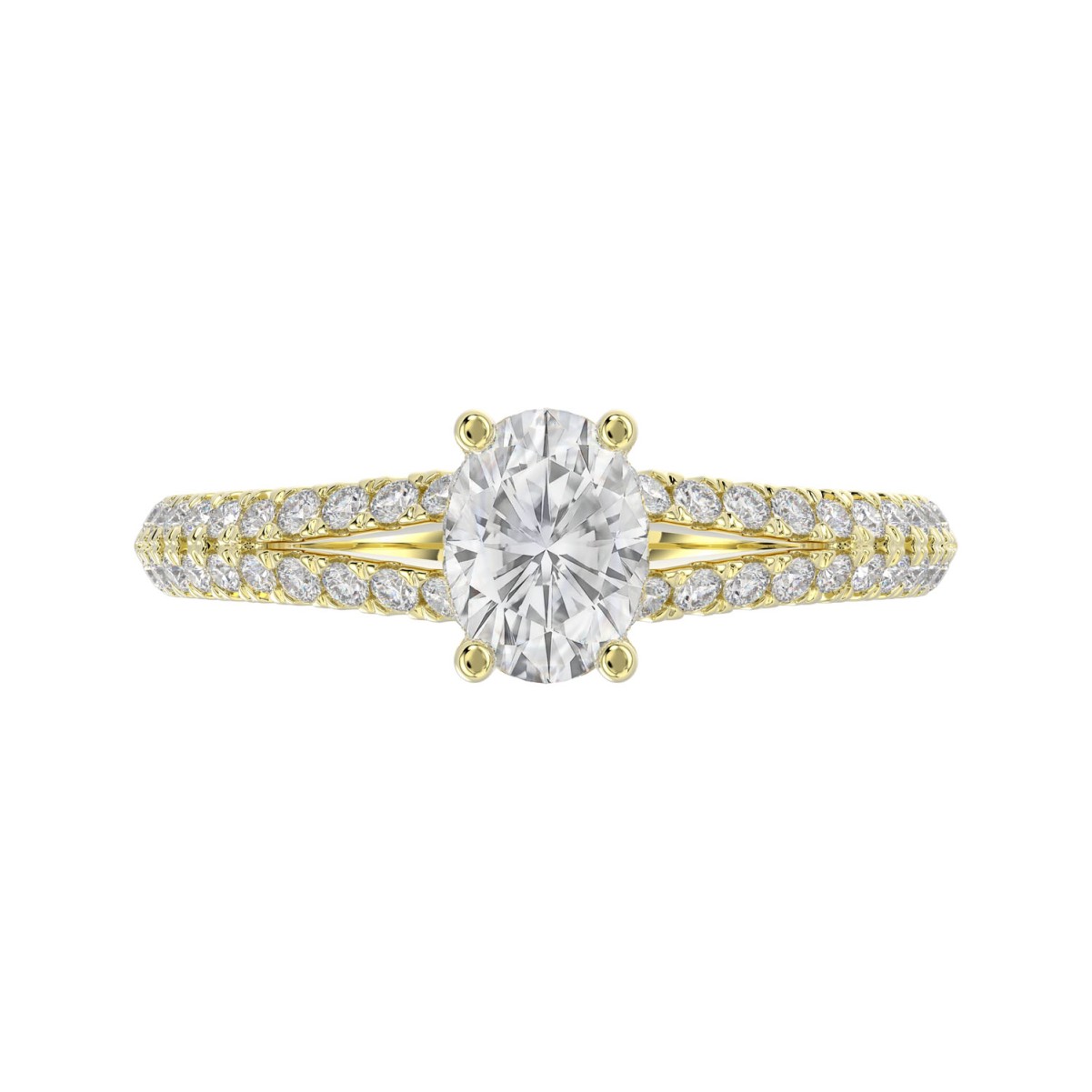 14K YELLOW GOLD 1/3CT ROUND/OVAL DIAMOND LADIES RING(CENTER STONE OVAL DIAMOND 3/4 CT)