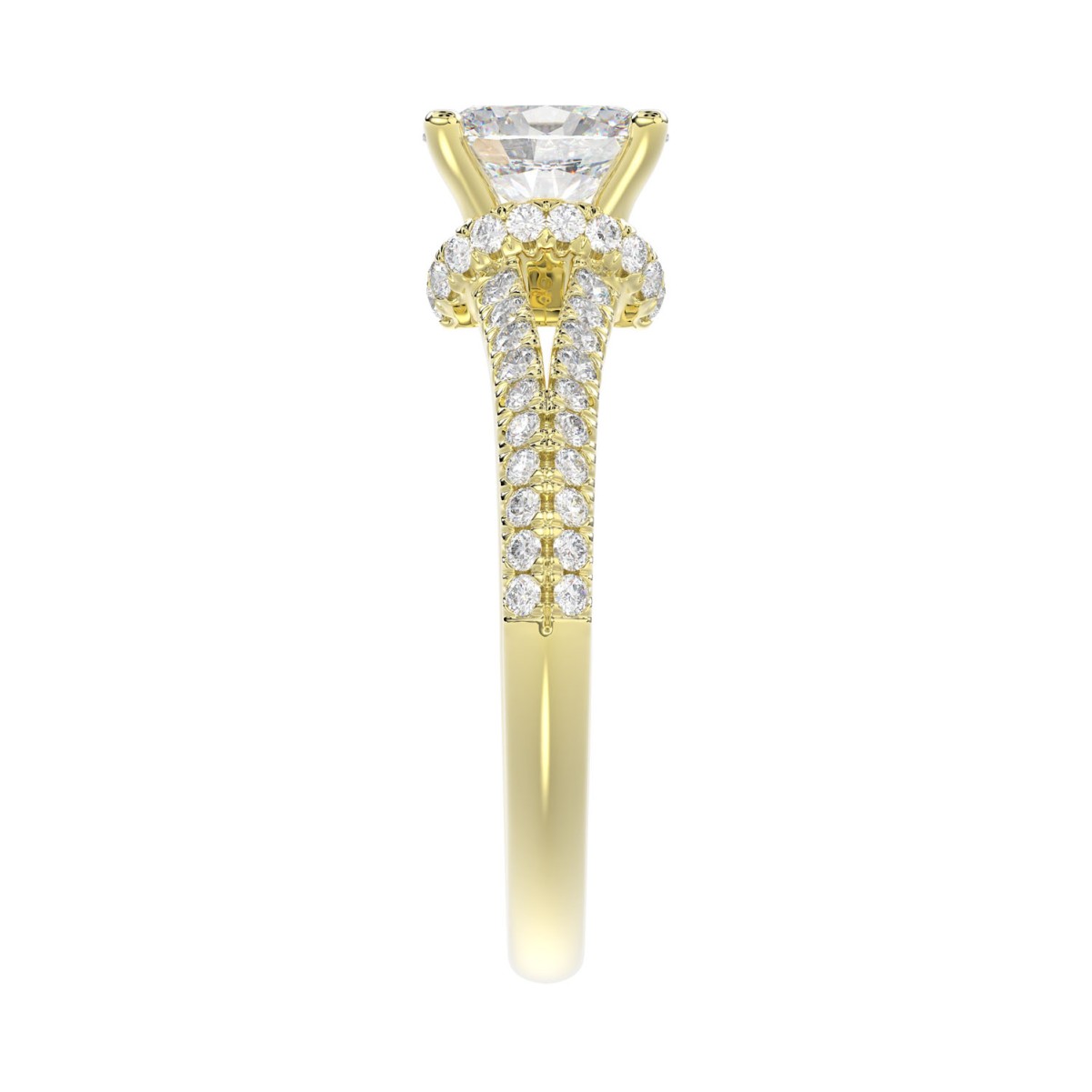 14K YELLOW GOLD 1/3CT ROUND/OVAL DIAMOND LADIES RING(CENTER STONE OVAL DIAMOND 3/4 CT)