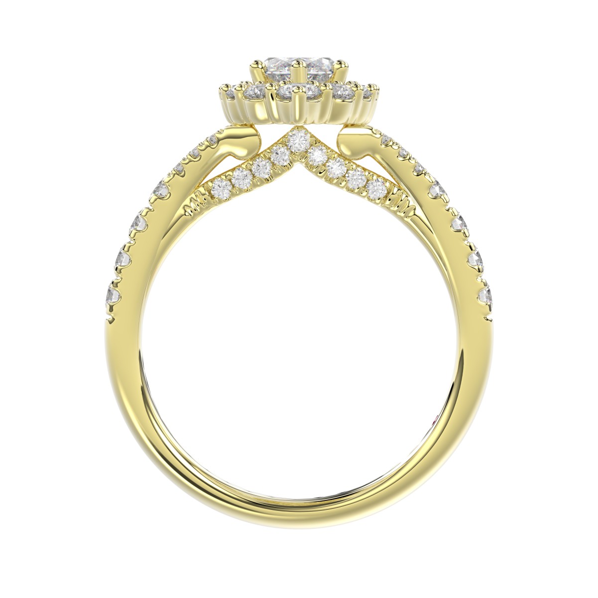 18K YELLOW GOLD 1 3/4CT ROUND/MARQUISE DIAMOND LADIES RING(CENTER STONE MARQUISE DIAMOND 1CT)