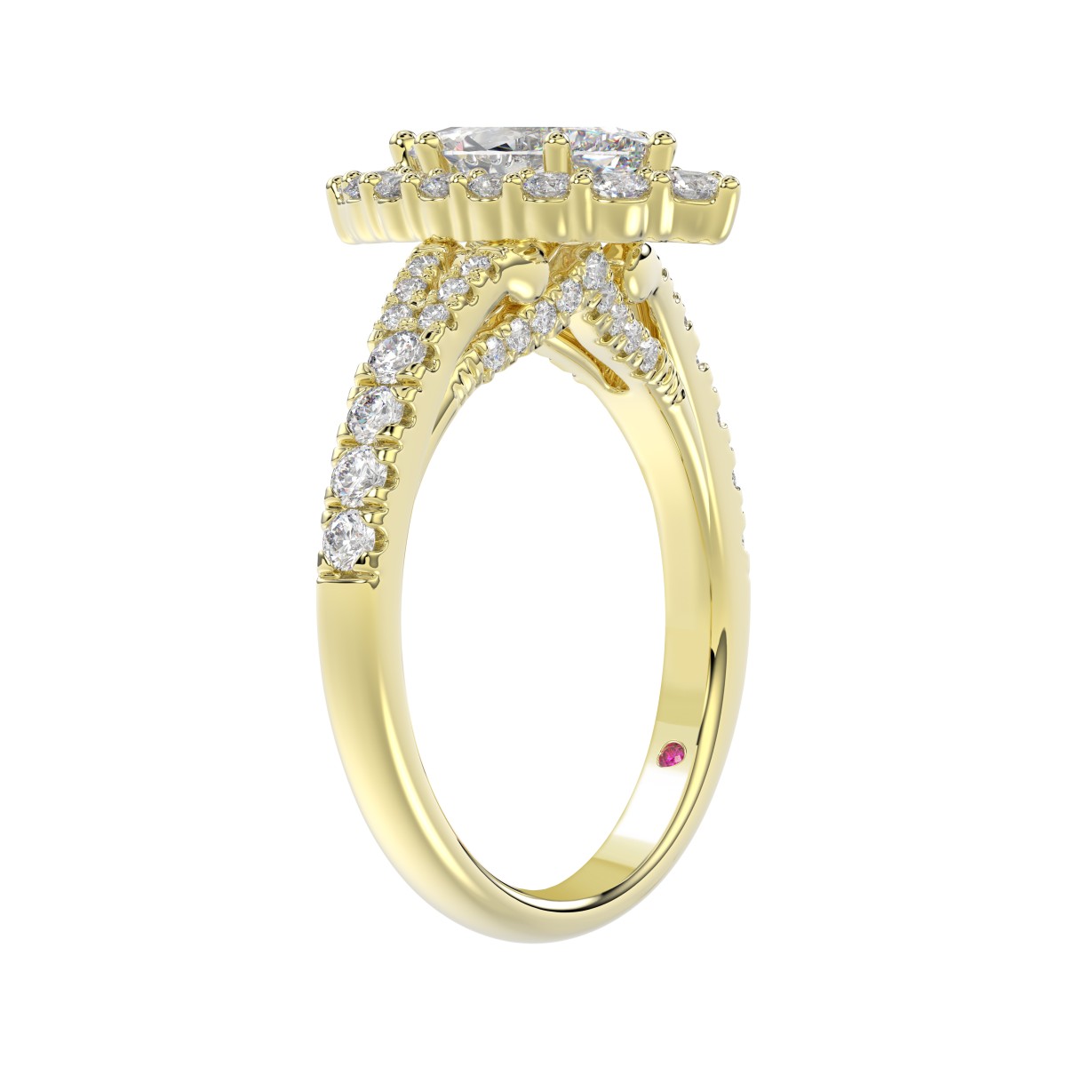 18K YELLOW GOLD 1 3/4CT ROUND/MARQUISE DIAMOND LADIES RING(CENTER STONE MARQUISE DIAMOND 1CT)