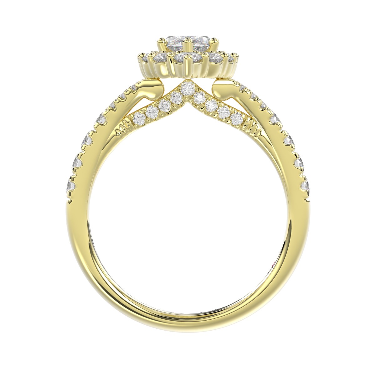 14K YELLOW GOLD 1 3/4CT ROUND/MARQUISE DIAMOND LADIES RING(CENTER STONE MARQUISE DIAMOND 1CT)