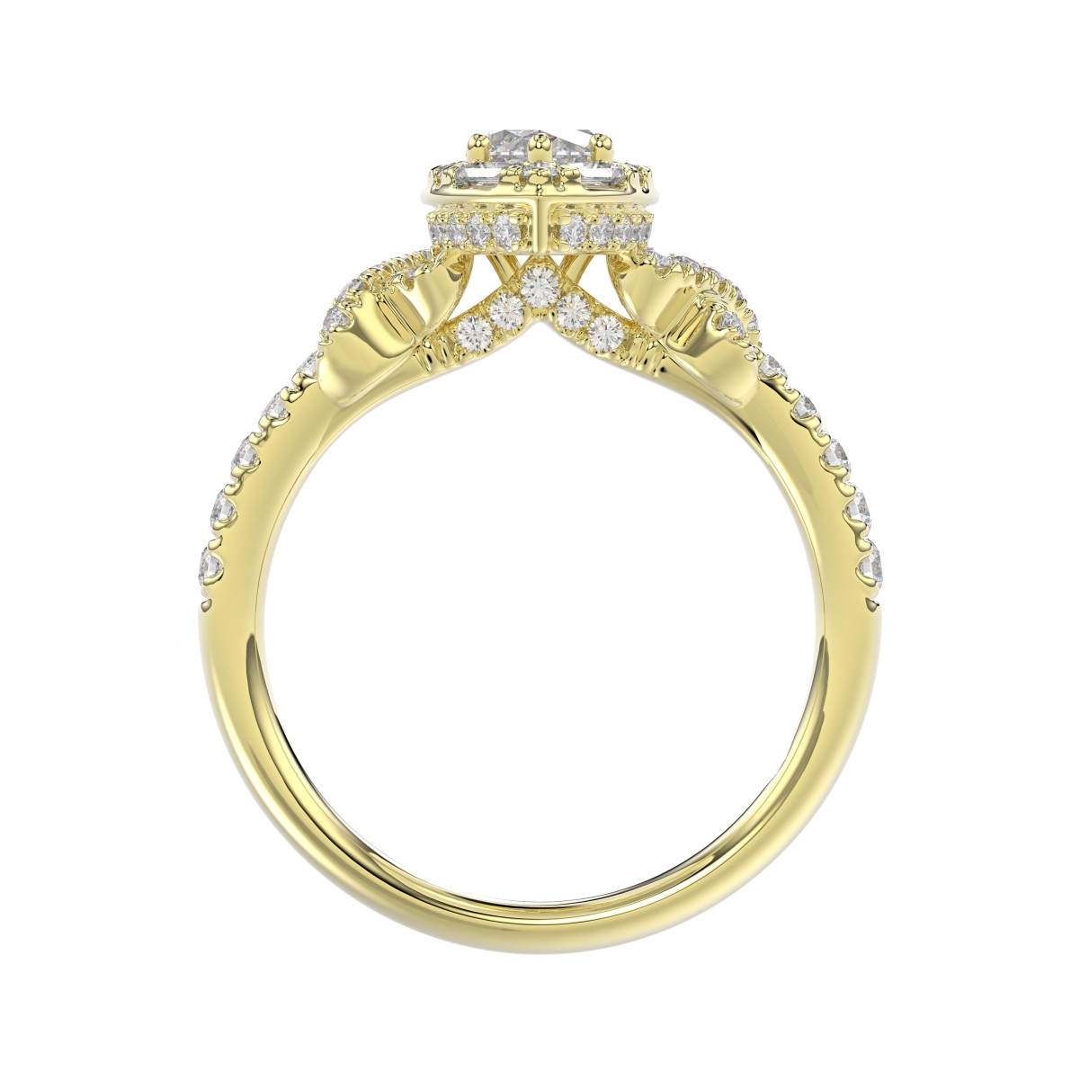 14K YELLOW GOLD 1 1/4CT ROUND/MARQUISE DIAMOND LADIES RING(CENTER STONE MARQUISE DIAMOND 3/4CT)