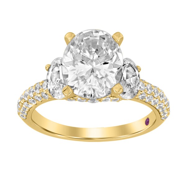 18K YELLOW GOLD 3 1/2CT ROUND/OVAL DIAMOND SEMI MO...