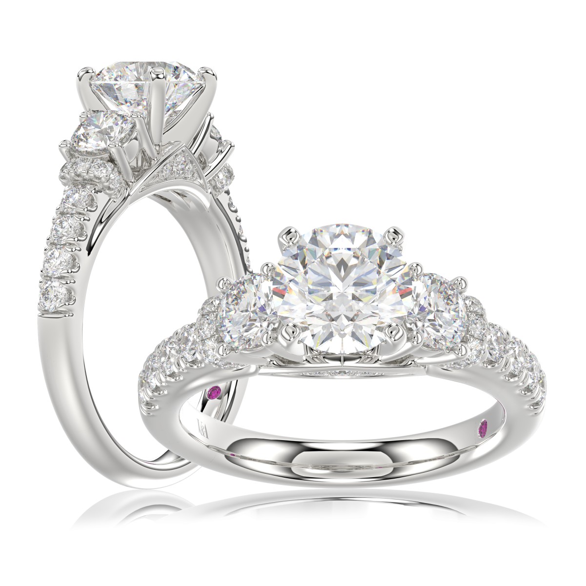 18K WHITE GOLD 2 1/2CT ROUND DIAMOND SEMI MOUNT LADIES RING (CENTER STONE ROUND DIAMOND 1 1/2CT)