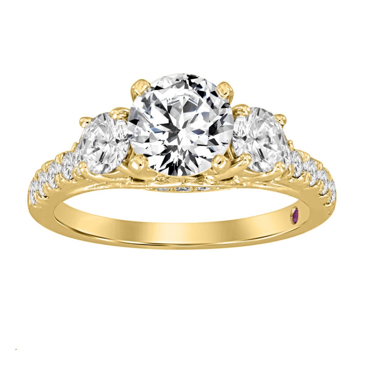 18K YELLOW GOLD 2 1/2CT ROUND DIAMOND SEMI MOUNT LADIES RING (CENTER STONE ROUND DIAMOND 1 1/2CT)