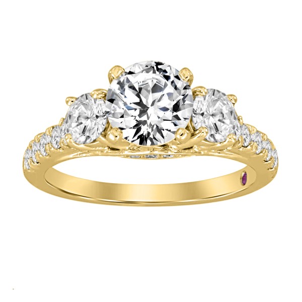 18K YELLOW GOLD 2 1/2CT ROUND DIAMOND SEMI MOUNT L...