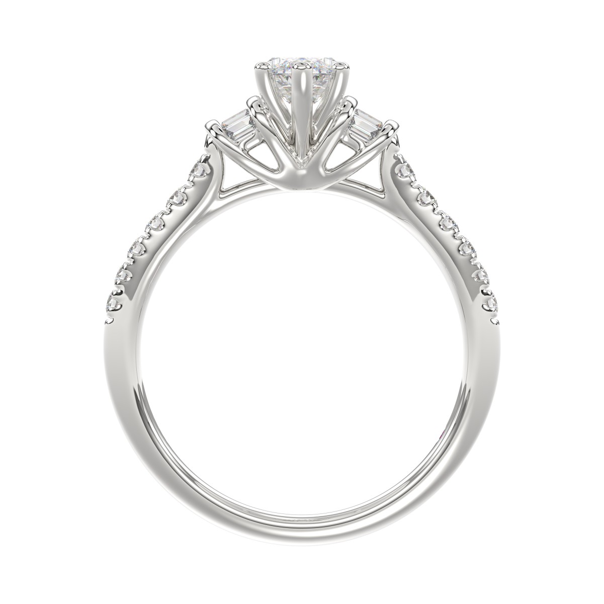 14K WHITE GOLD 1CT ROUND/MARQUISE DIAMOND LADIES RING(CENTER STONE MARQUISE DIAMOND 3/4CT)