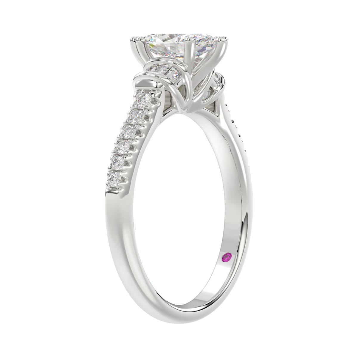 14K WHITE GOLD 1CT ROUND/MARQUISE DIAMOND LADIES RING(CENTER STONE MARQUISE DIAMOND 3/4CT)