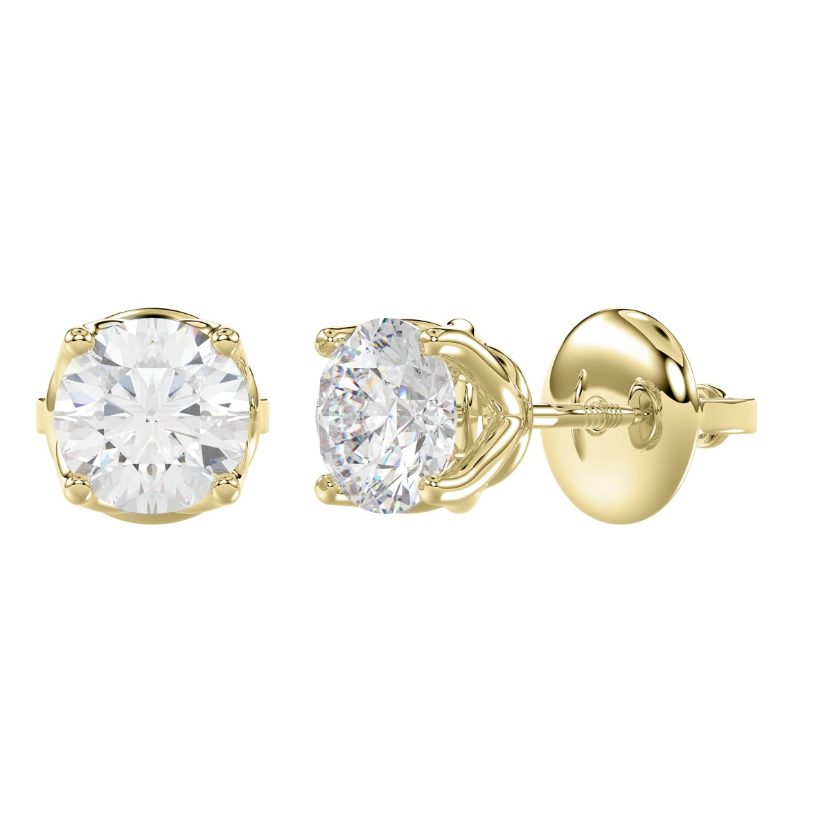 14K YELLOW GOLD 3/4CT ROUND DIAMOND LADIES EARRINGS