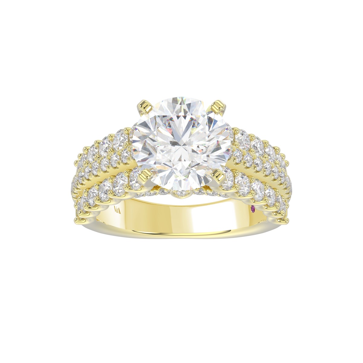 18K YELLOW GOLD 1 1/3CT ROUND DIAMOND LADIES SEMI MOUNT RING(CENTER STONE MOUNT ROUND DIAMOND 3CT)