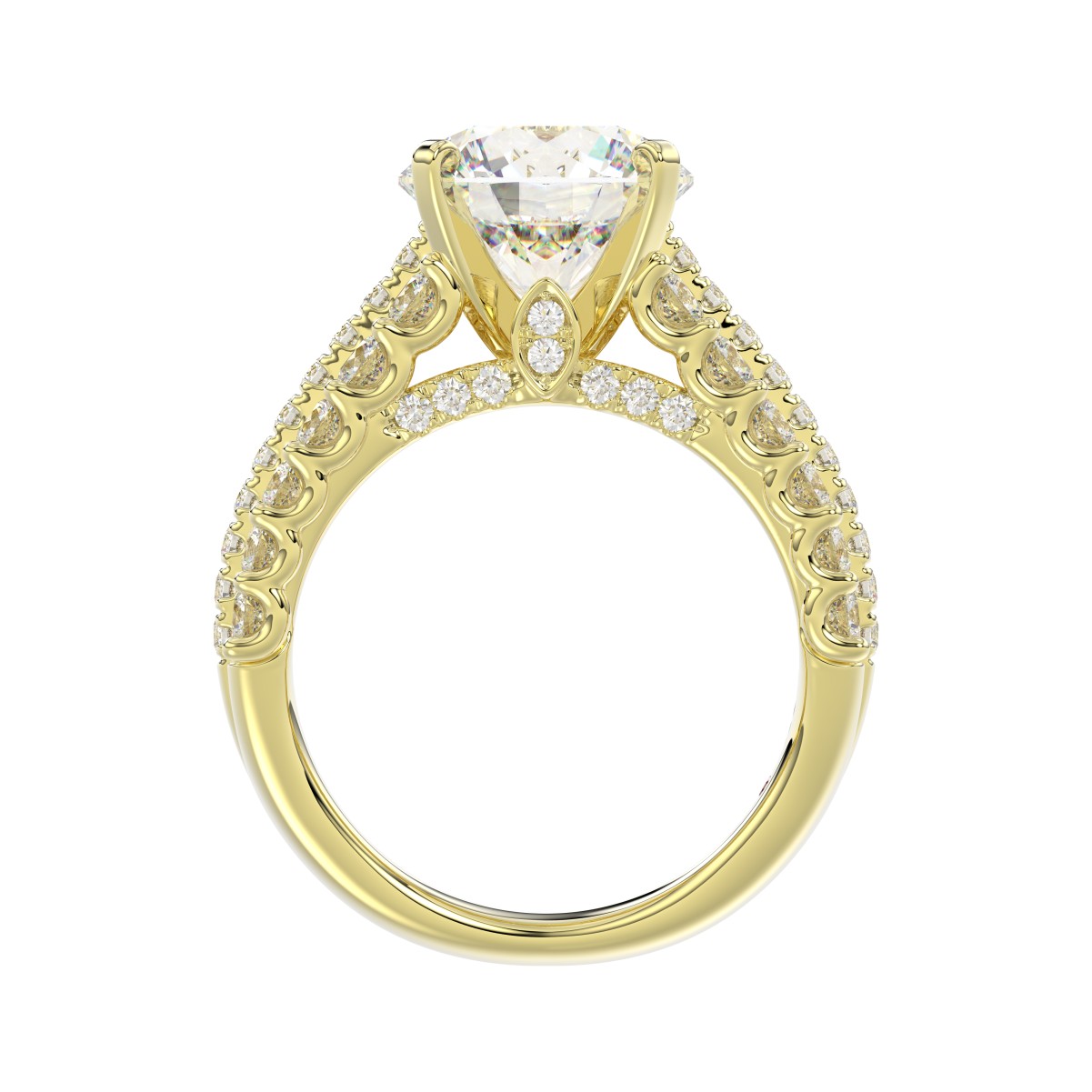 18K YELLOW GOLD 1 1/3CT ROUND DIAMOND LADIES SEMI MOUNT RING(CENTER STONE MOUNT ROUND DIAMOND 3CT)