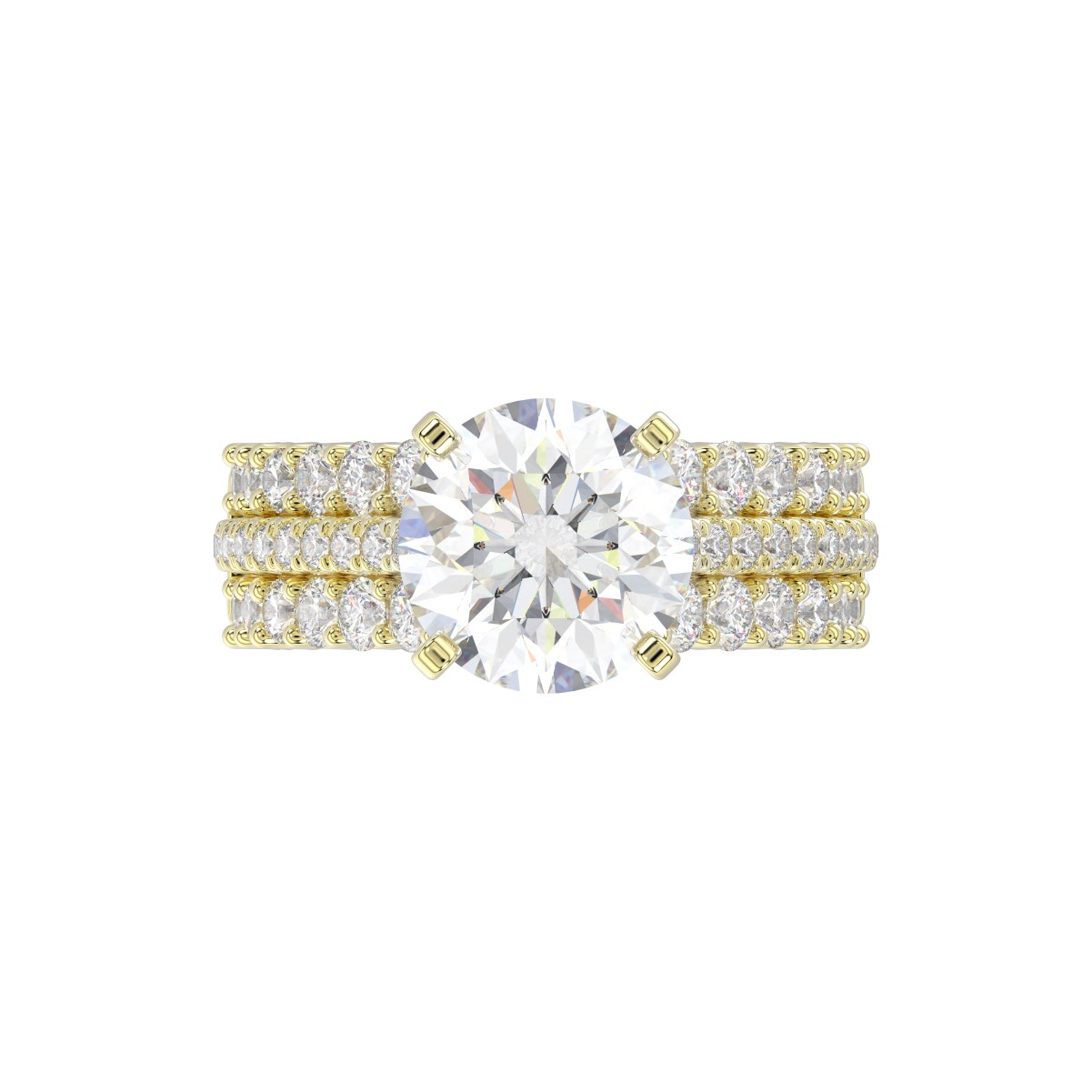 18K YELLOW GOLD 1 1/3CT ROUND DIAMOND LADIES SEMI MOUNT RING(CENTER STONE MOUNT ROUND DIAMOND 3CT)