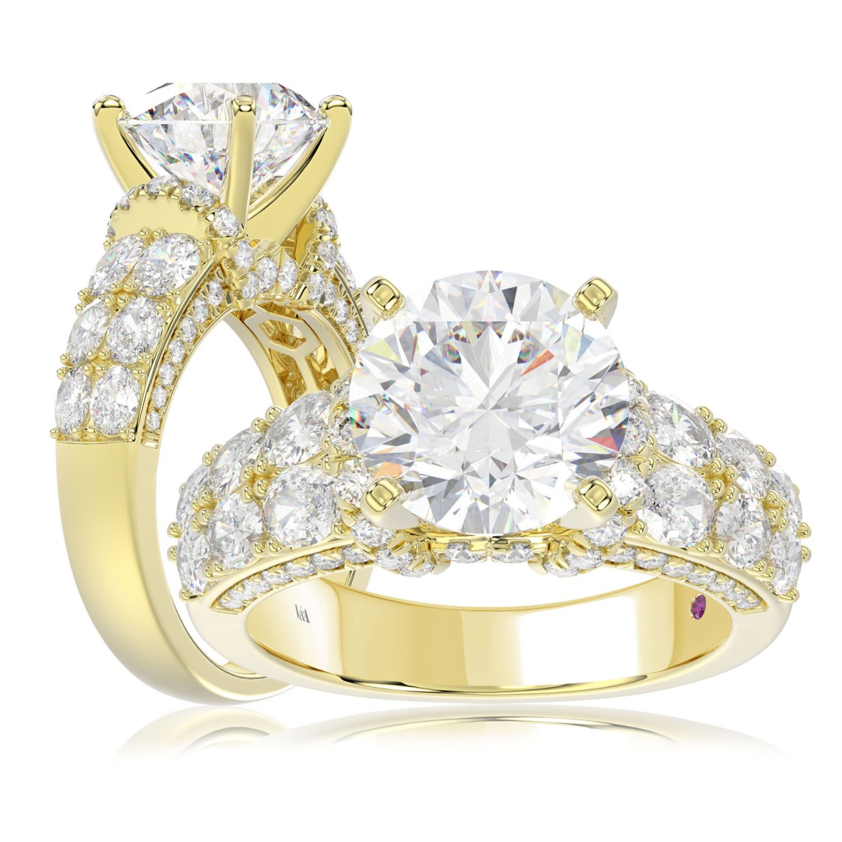 18K YELLOW GOLD 2CT ROUND/OVAL DIAMOND LADIES SEMI MOUNT RING(CENTER STONE MOUNT ROUND DIAMOND 4CT)