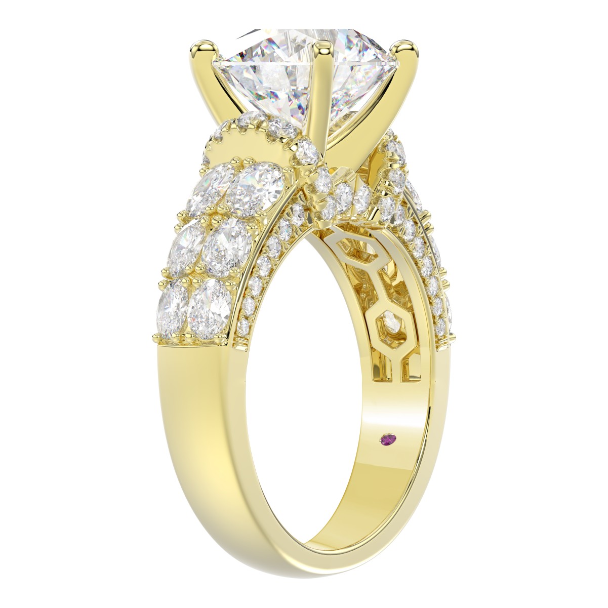 18K YELLOW GOLD 2CT ROUND/OVAL DIAMOND LADIES SEMI MOUNT RING(CENTER STONE MOUNT ROUND DIAMOND 4CT)