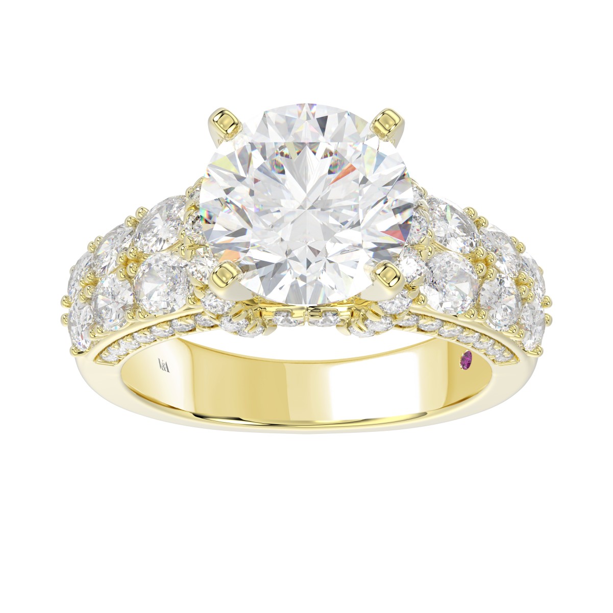 18K YELLOW GOLD 2CT ROUND/OVAL DIAMOND LADIES SEMI MOUNT RING(CENTER STONE MOUNT ROUND DIAMOND 4CT)