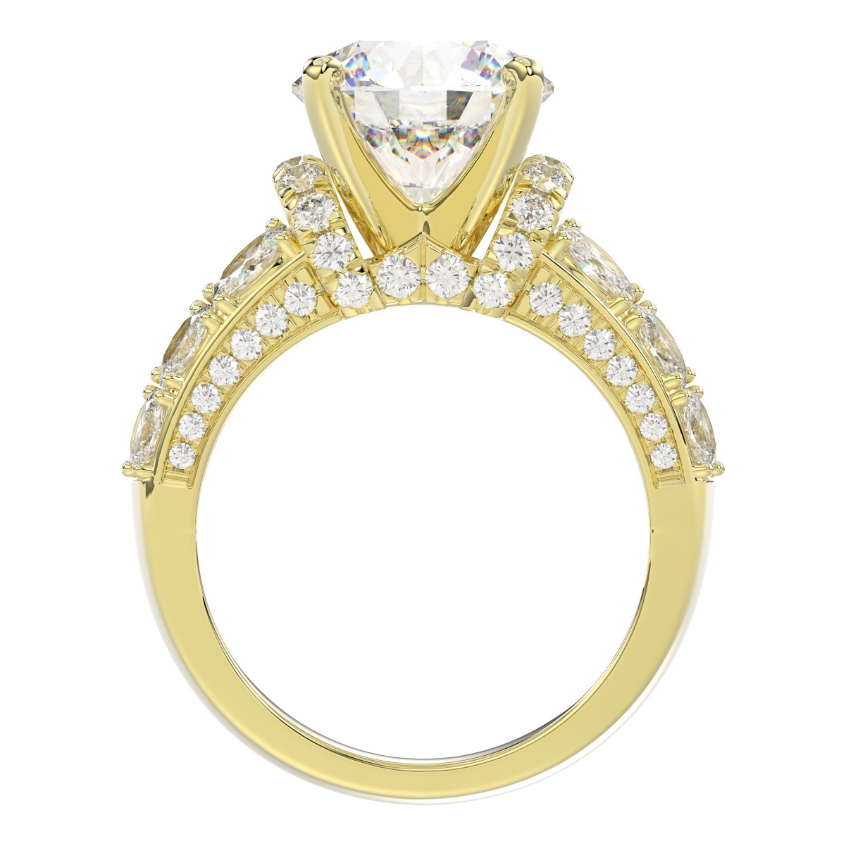 18K YELLOW GOLD 2CT ROUND/OVAL DIAMOND LADIES SEMI MOUNT RING(CENTER STONE MOUNT ROUND DIAMOND 4CT)