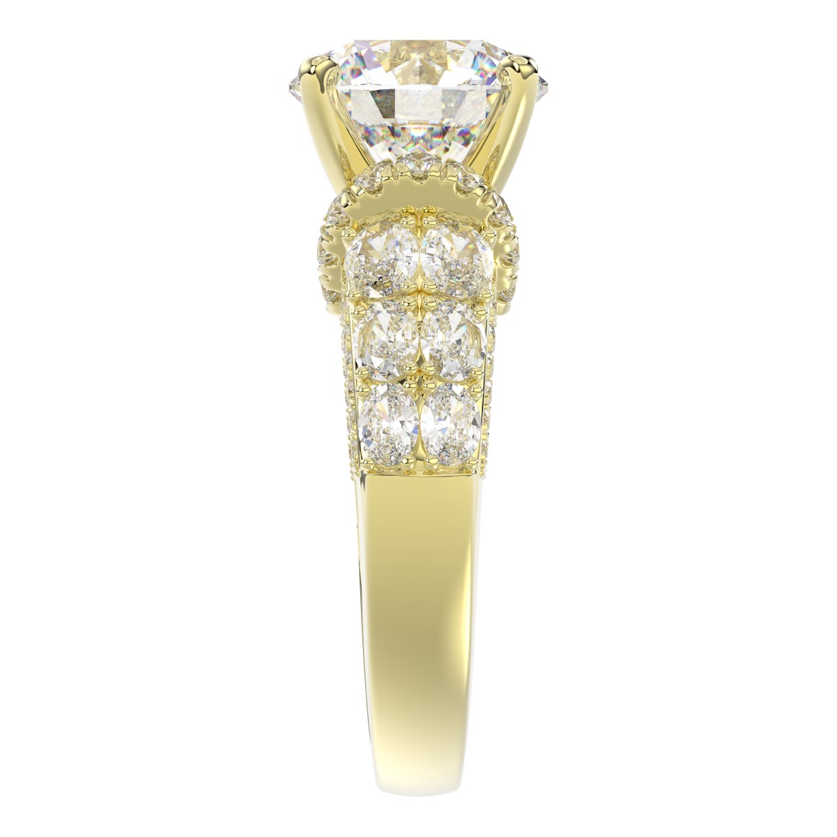 18K YELLOW GOLD 2CT ROUND/OVAL DIAMOND LADIES SEMI MOUNT RING(CENTER STONE MOUNT ROUND DIAMOND 4CT)