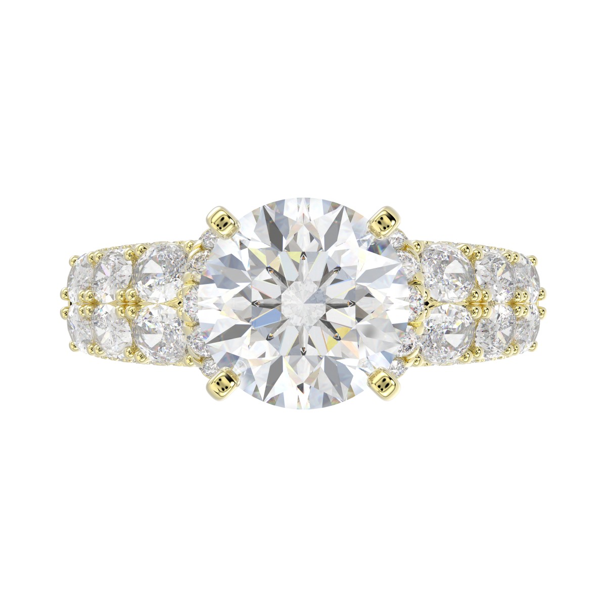 18K YELLOW GOLD 2CT ROUND/OVAL DIAMOND LADIES SEMI MOUNT RING(CENTER STONE MOUNT ROUND DIAMOND 4CT)