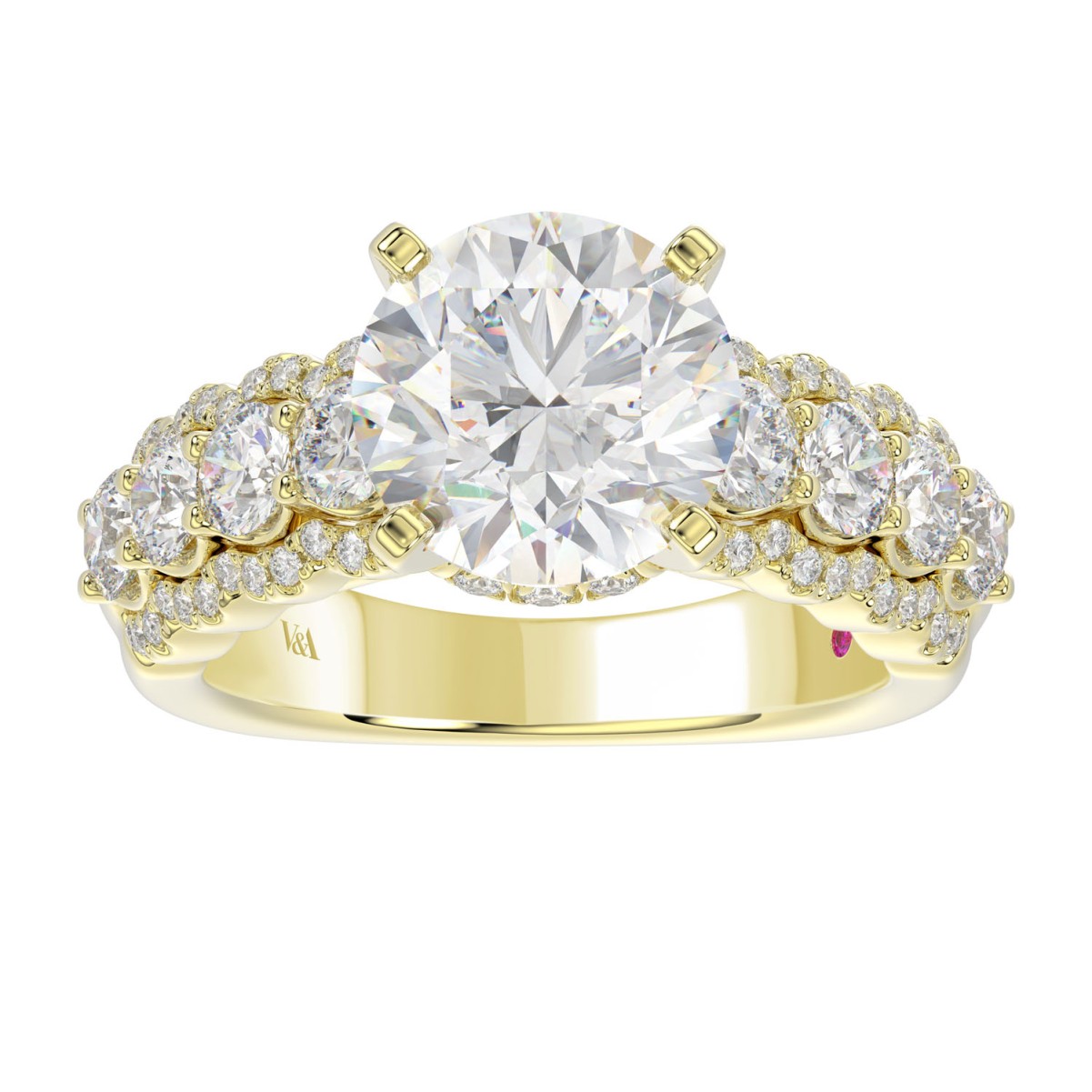 18K YELLOW GOLD 1CT ROUND DIAMOND LADIES SEMI MOUNT RING(CENTER STONE MOUNT ROUND DIAMOND 3CT)