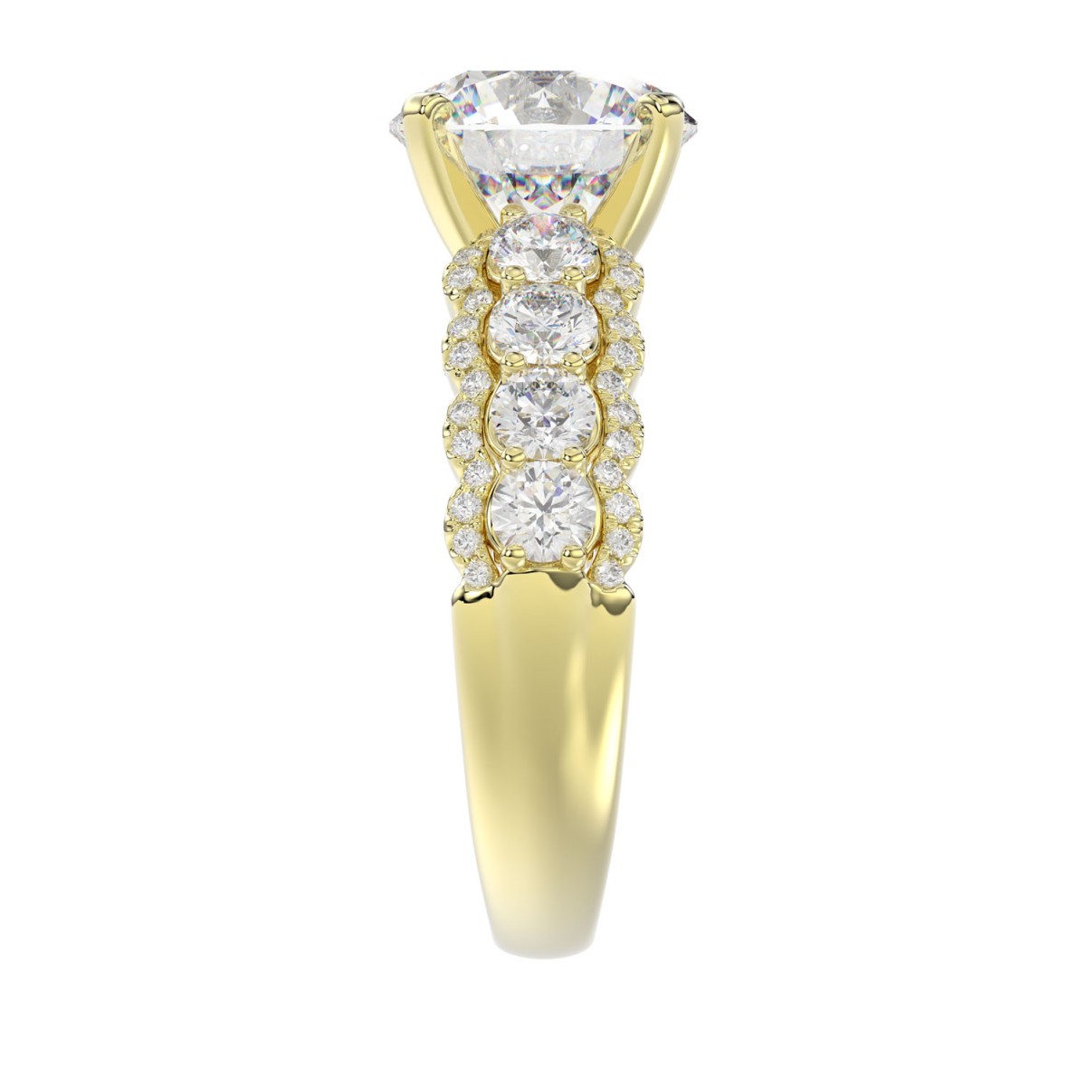 18K YELLOW GOLD 1CT ROUND DIAMOND LADIES SEMI MOUNT RING(CENTER STONE MOUNT ROUND DIAMOND 3CT)