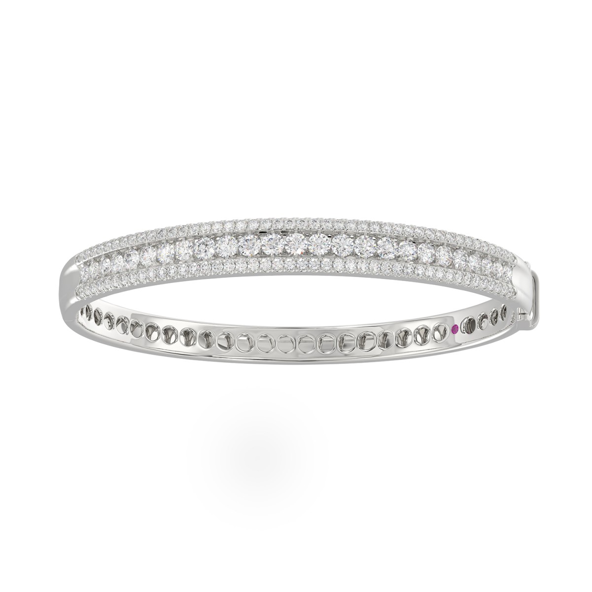 18K WHITE GOLD 3CT ROUND DIAMOND LADIES BANGLE 