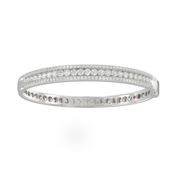 18K WHITE GOLD 3CT ROUND DIAMOND LADIES BANGLE ...