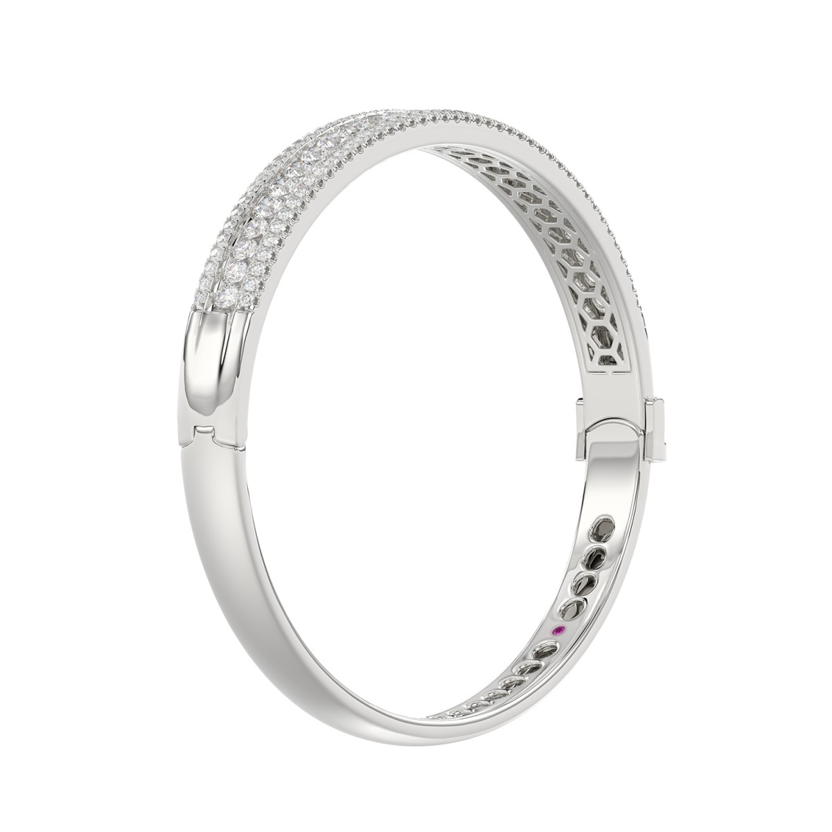 18K WHITE GOLD 3CT ROUND DIAMOND LADIES BANGLE 