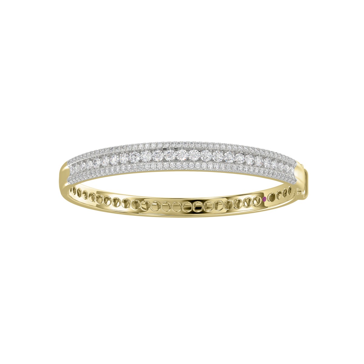 18K YELLOW GOLD 3CT ROUND DIAMOND LADIES BANGLE 