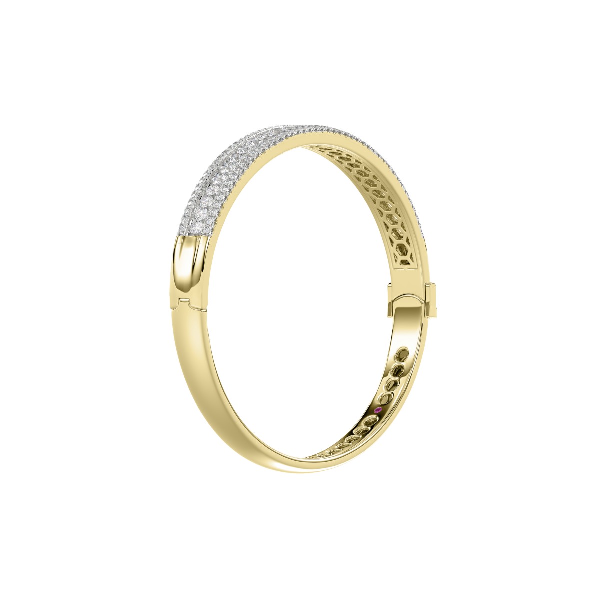 18K YELLOW GOLD 3CT ROUND DIAMOND LADIES BANGLE 