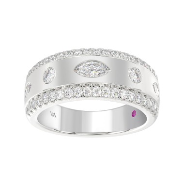 18K WHITE GOLD 1CT ROUND/MARQUISE DIAMOND LADIES BAND 