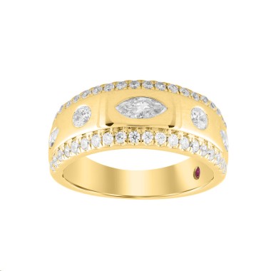 18K YELLOW GOLD 1CT ROUND/MARQUISE DIAMOND LADIES BAND 