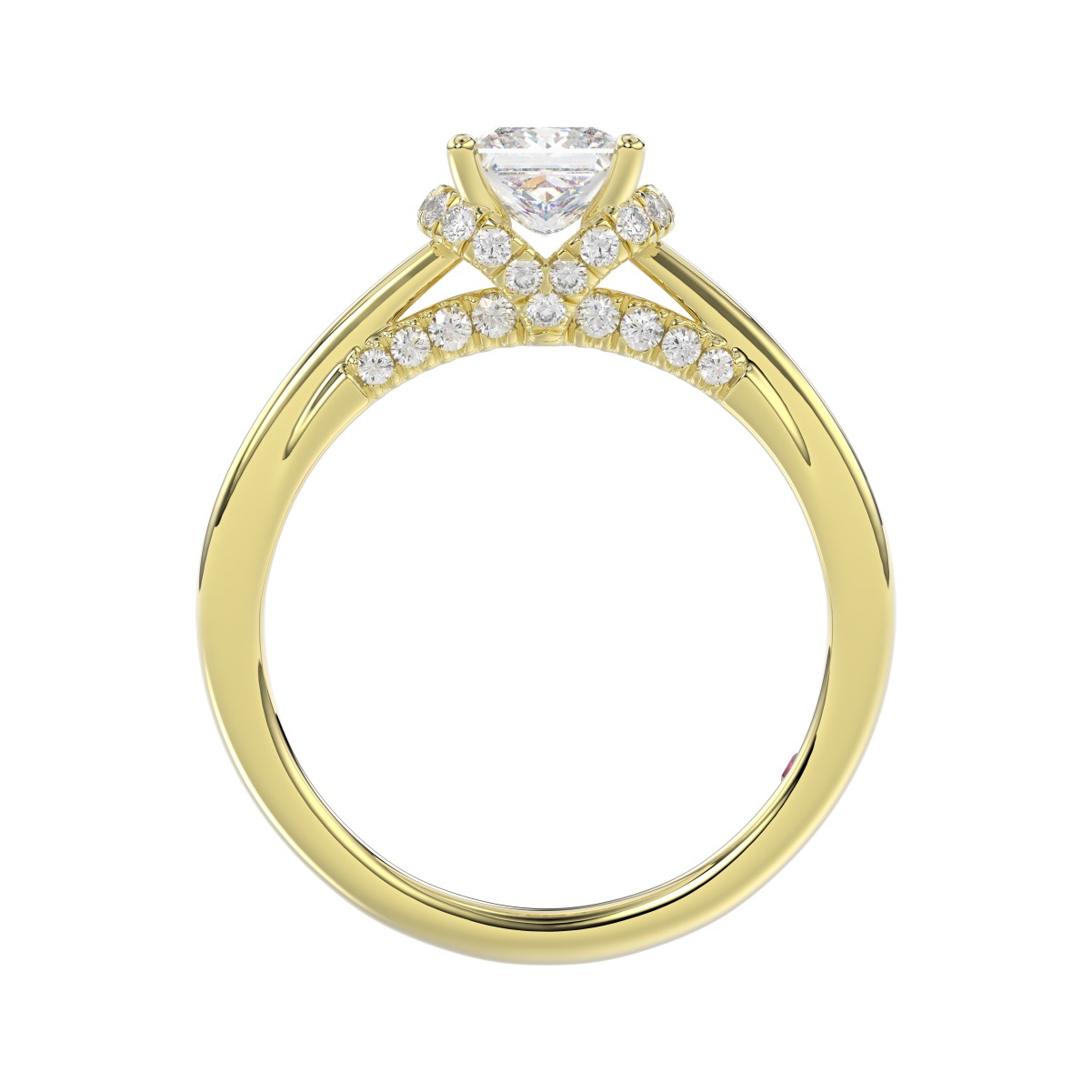 18K YELLOW GOLD 7/8CT ROUND/PRINCESS DIAMOND LADIES RING( CENTER STONE PRINCESS DIAMOND 5/8 CT)