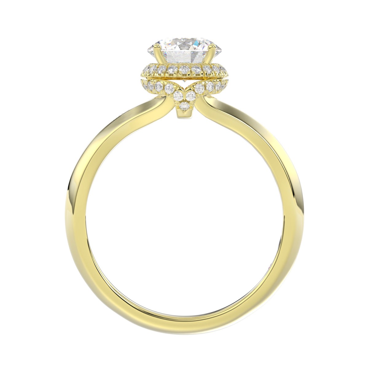 18K YELLOW GOLD 1CT ROUND DIAMOND LADIES RING( CENTER STONE ROUND DIAMOND 7/8 CT)
