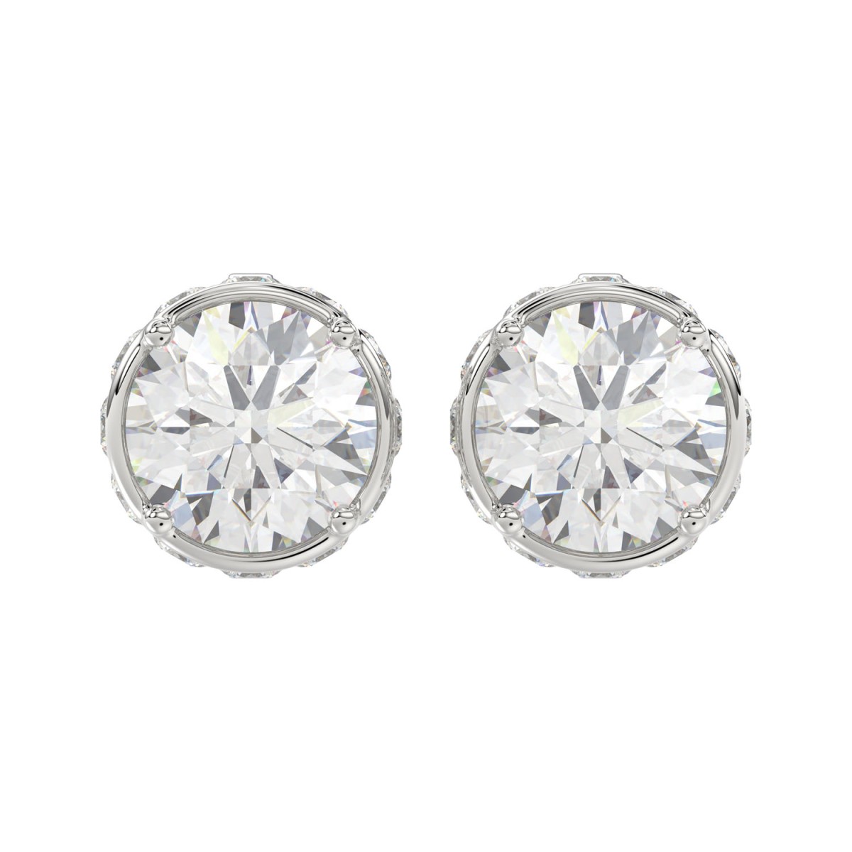 18K WHITE GOLD 1CT ROUND DIAMOND LADIES EARRING (CENTER STONE ROUND DIAMOND 7/8CT)