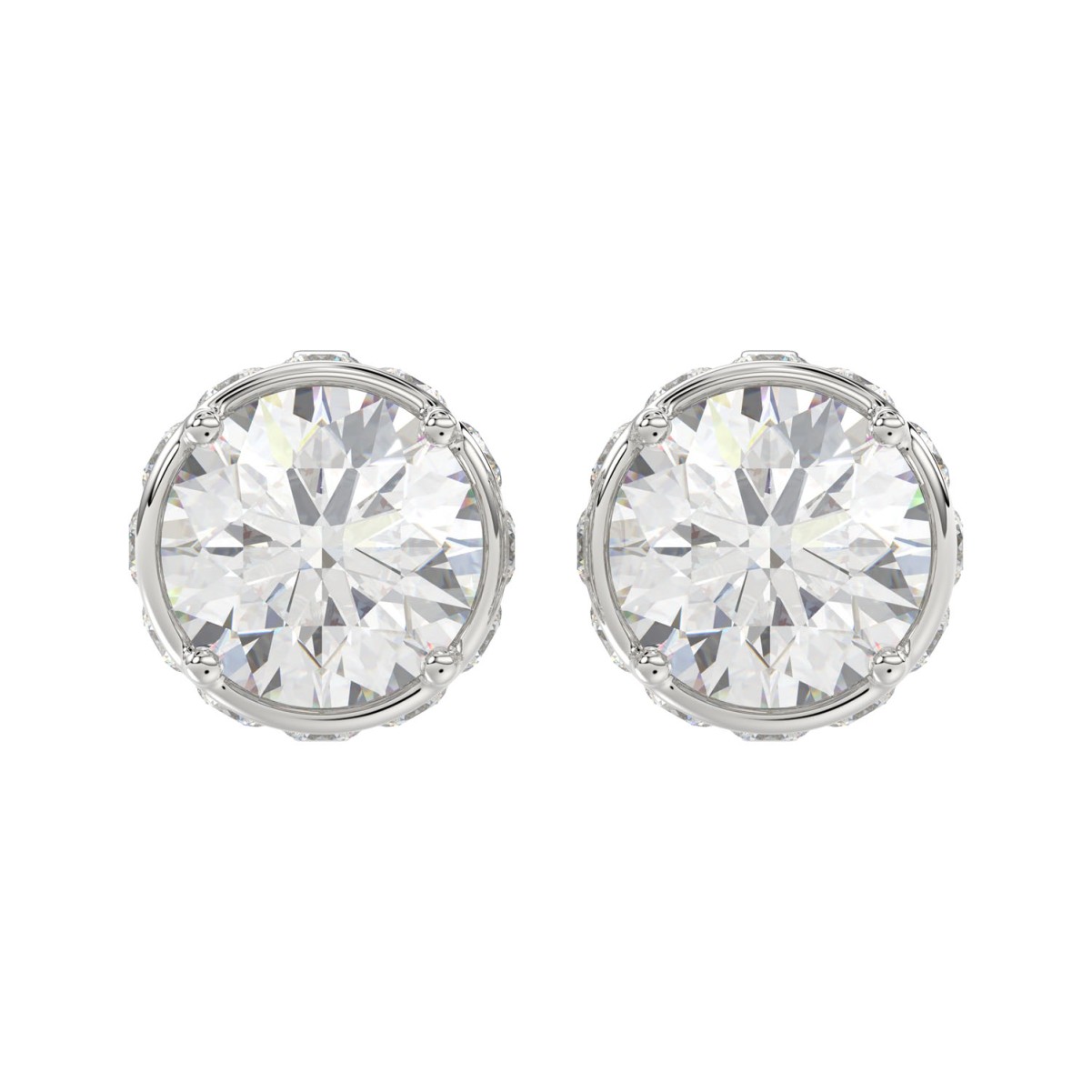 18K WHITE GOLD 1CT ROUND DIAMOND LADIES EARRING(CENTER STONE ROUND DIAMOND 7/8CT)