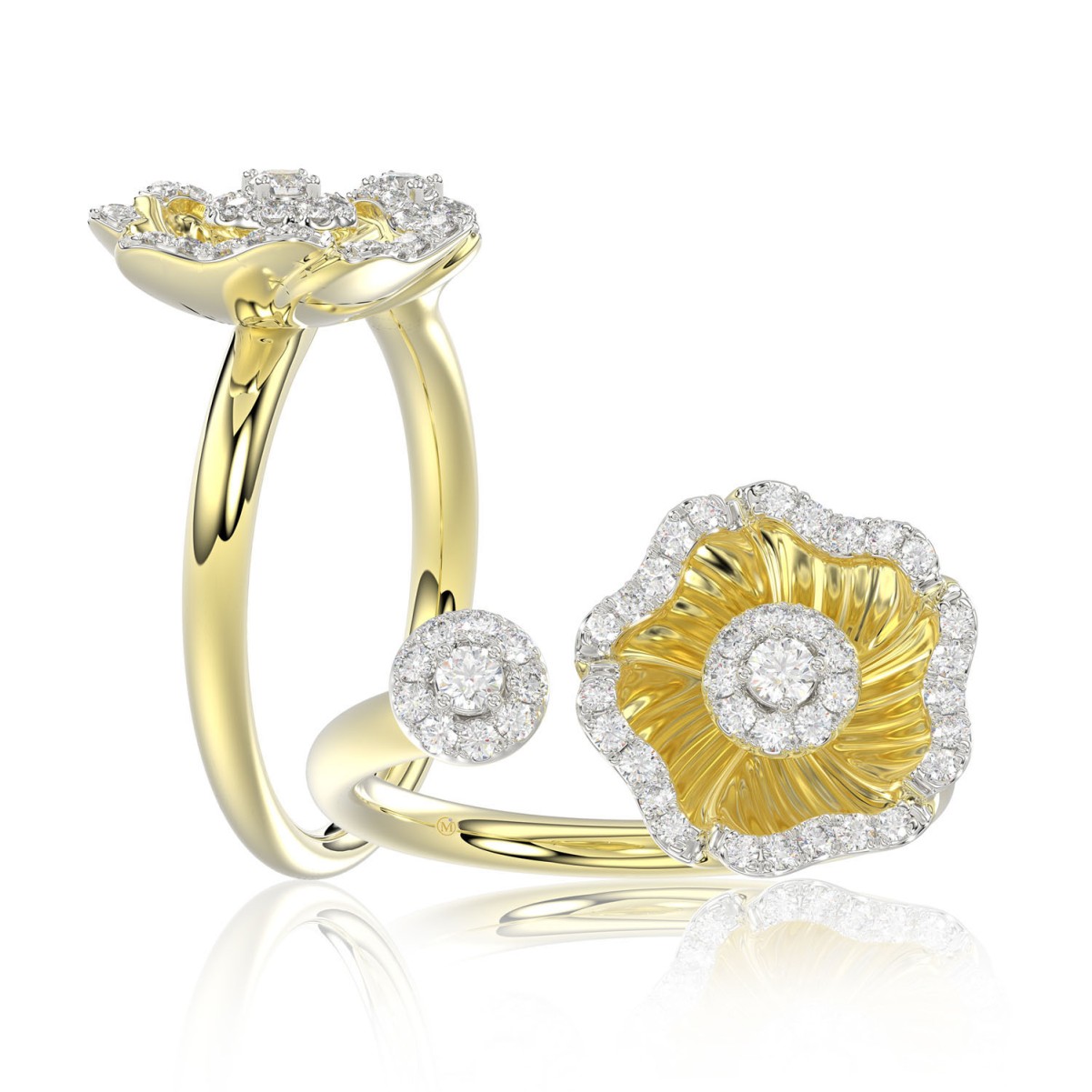 18K YELLOW GOLD 1/4CT ROUND DIAMOND LADIES RING