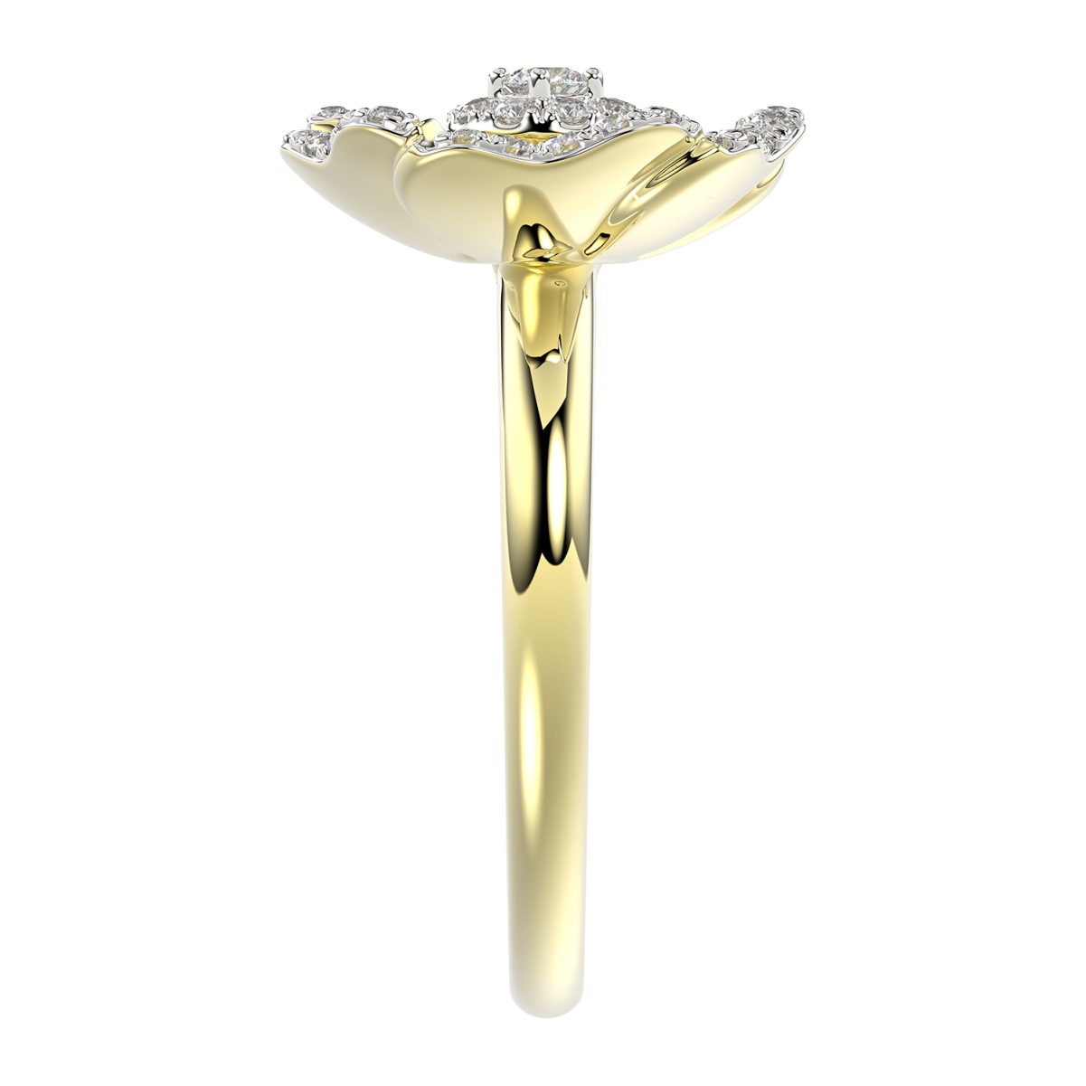 18K YELLOW GOLD 1/4CT ROUND DIAMOND LADIES RING