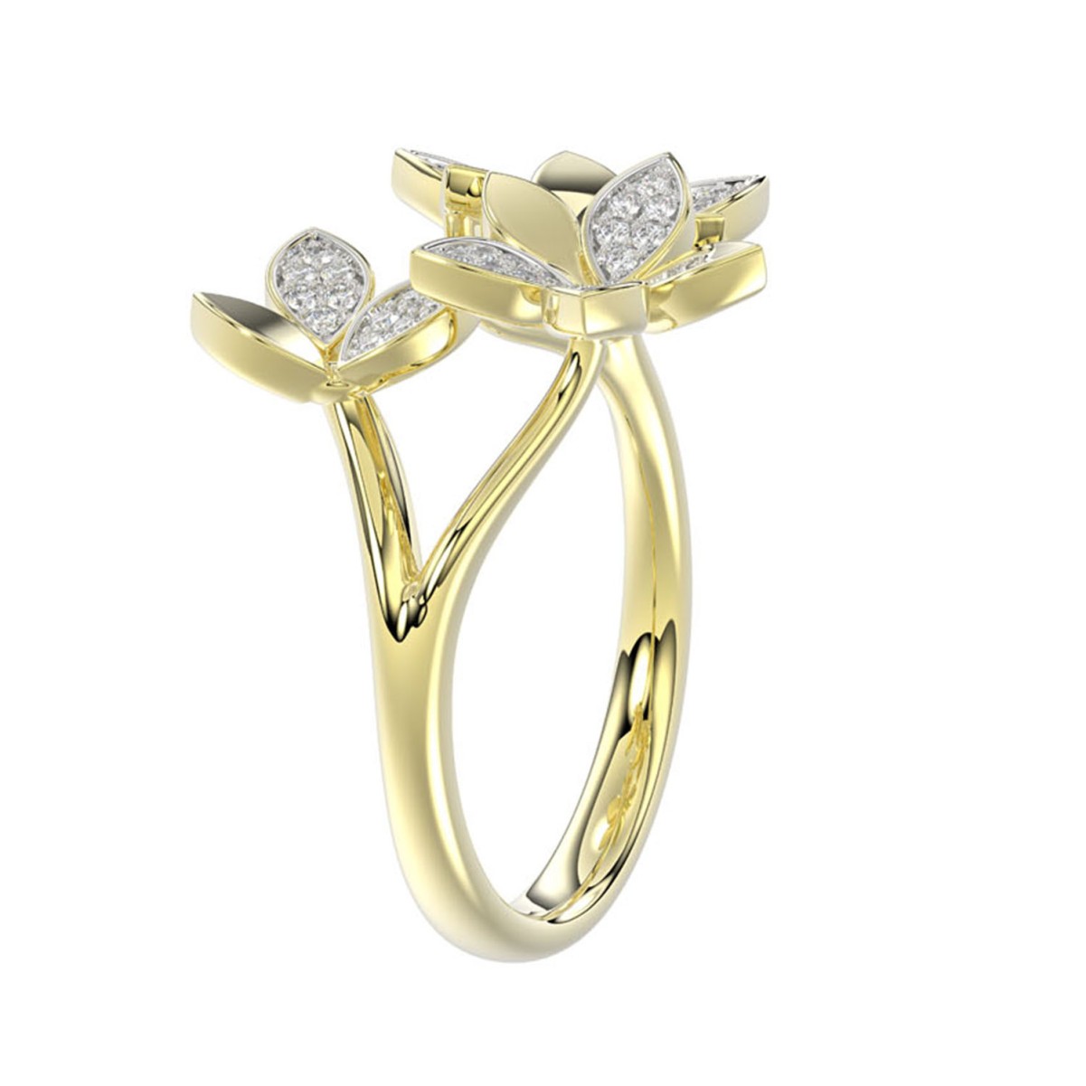 18K YELLOW GOLD 1/4CT ROUND DIAMOND LADIES RING