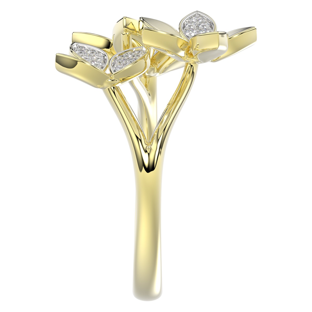 18K YELLOW GOLD 1/4CT ROUND DIAMOND LADIES RING