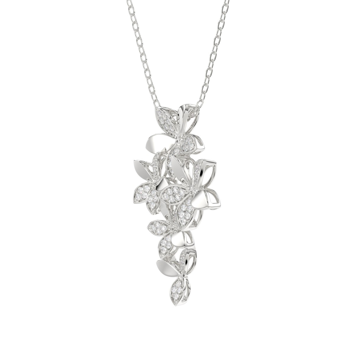 18K WHITE GOLD 1/2CT ROUND DIAMOND LADIES PENDANT WITH CHAIN 