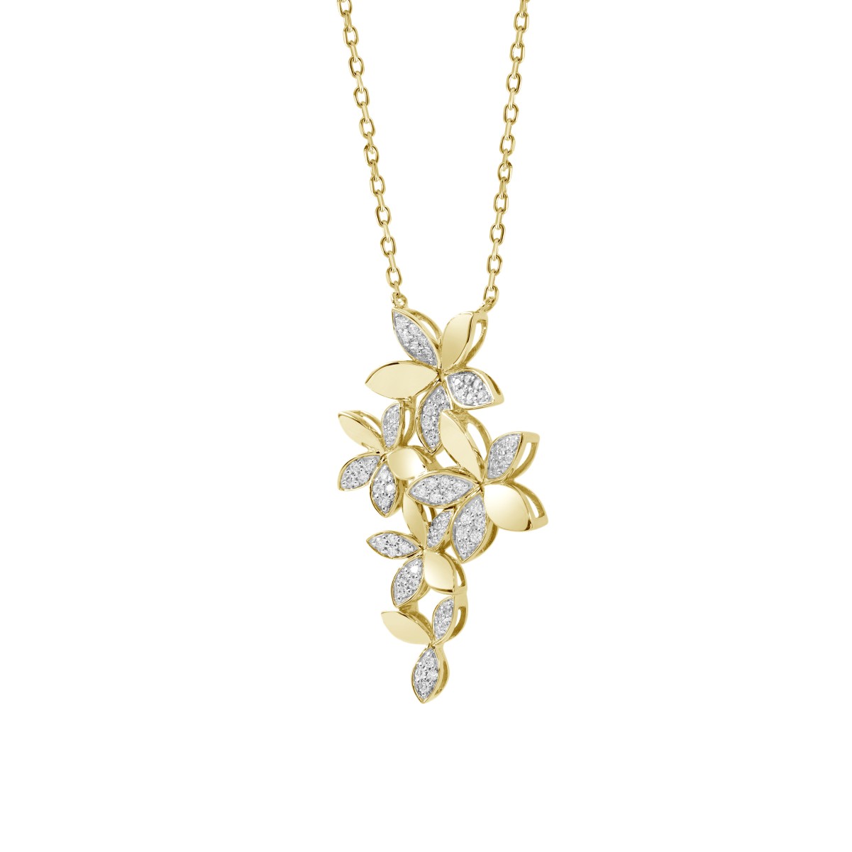 18K YELLOW GOLD 1/2CT ROUND DIAMOND LADIES PENDANT WITH CHAIN 