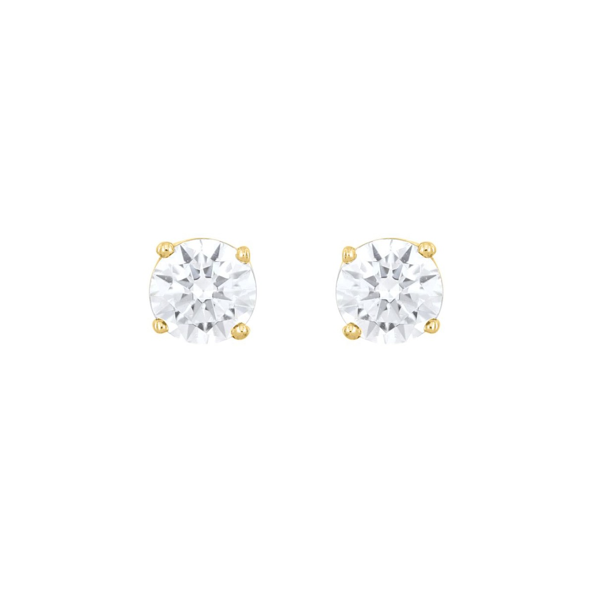 18K YELLOW GOLD 3/4CT ROUND DIAMOND LADIES EARRINGS(CENTER STONE ROUND DIAMOND 5/8CT)
