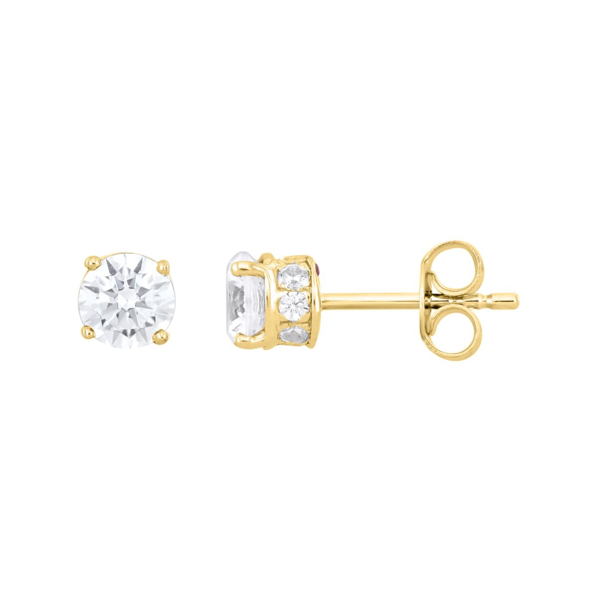 18K YELLOW GOLD 3/4CT ROUND DIAMOND LADIES EARRINGS(CENTER STONE ROUND DIAMOND 5/8CT)