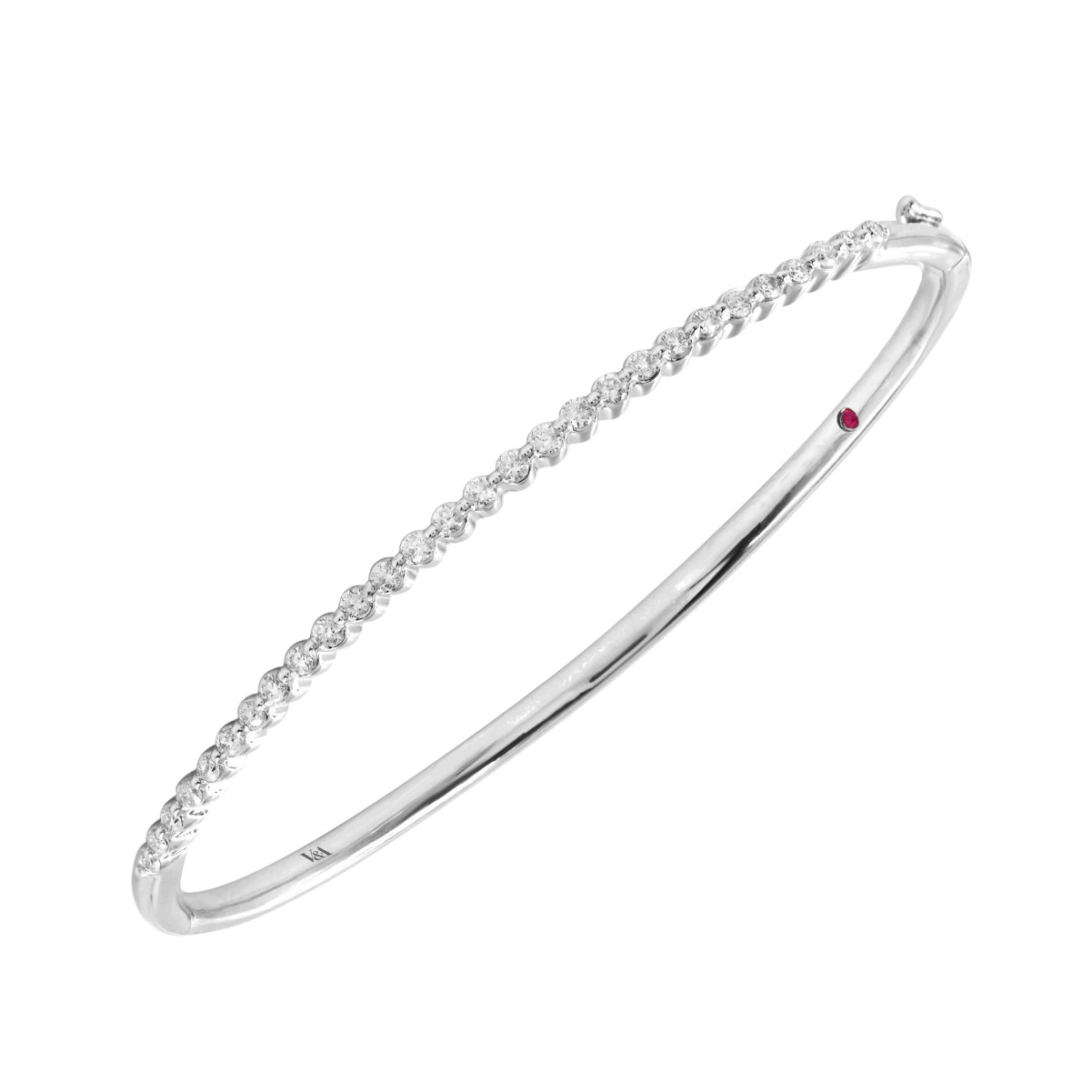 14K WHITE GOLD 1/2CT ROUND DIAMOND LADIES BANGLE