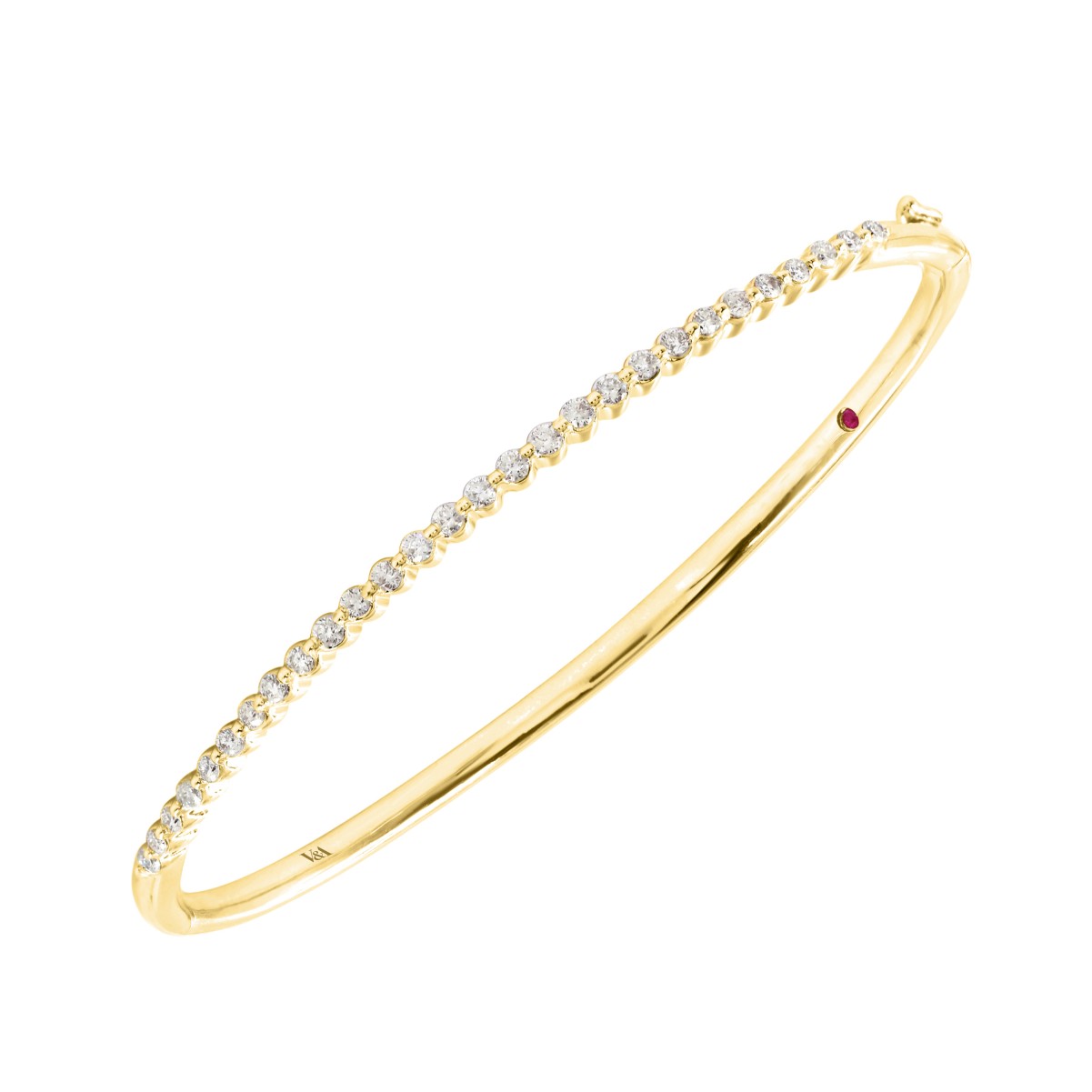 14K YELLOW GOLD 1/2CT ROUND DIAMOND LADIES BANGLE